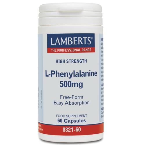 Lamberts L-Phenylalanine Συμπλήρωμα Διατροφής για Εγρήγορση, Διατήρηση της Μνήμης και Συντονισμό των Μυϊκών Κινήσεων 500mg 60caps
